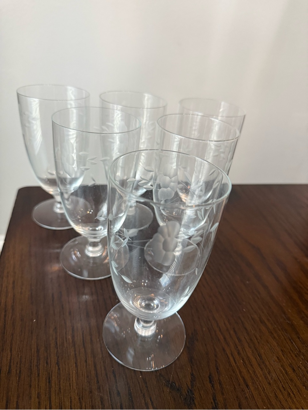 Princess House Heritage Pattern 6” Footed Ice Tea Glasses Set of 6